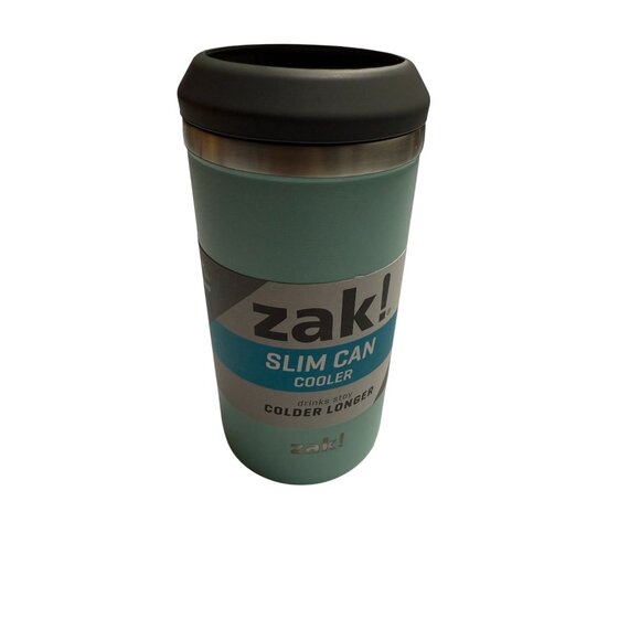 Zak Designs Aqua Blue Slim Can Cooler 12.5oz Double Wall Insulated - Picture 2 of 6